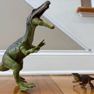 Interactive Green and Brown Dinosaur Reptile Toy Set